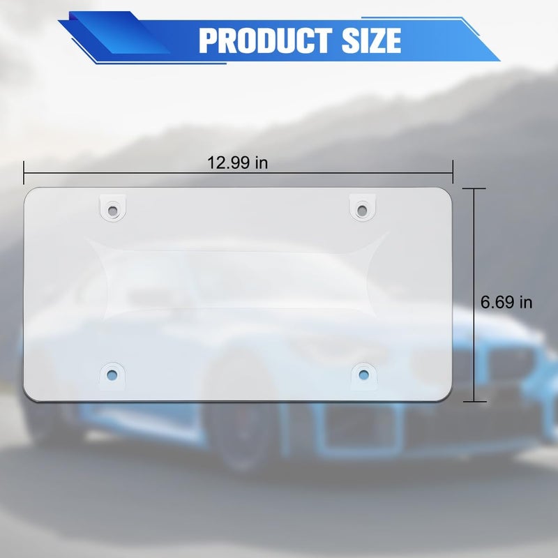 FALVFUN 2PCS Clear Car License Plate Covers, Unbreakable Transparent Flat Vehicle License Plate Shield with Screws & Caps, Automotive Tag Frame Protector, Universal for RV, Sedan, SUV - Image 2